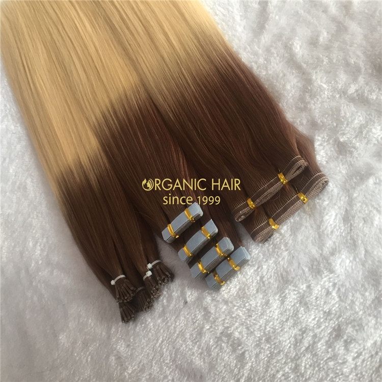 Tape in human hair extensions ombre color X148 